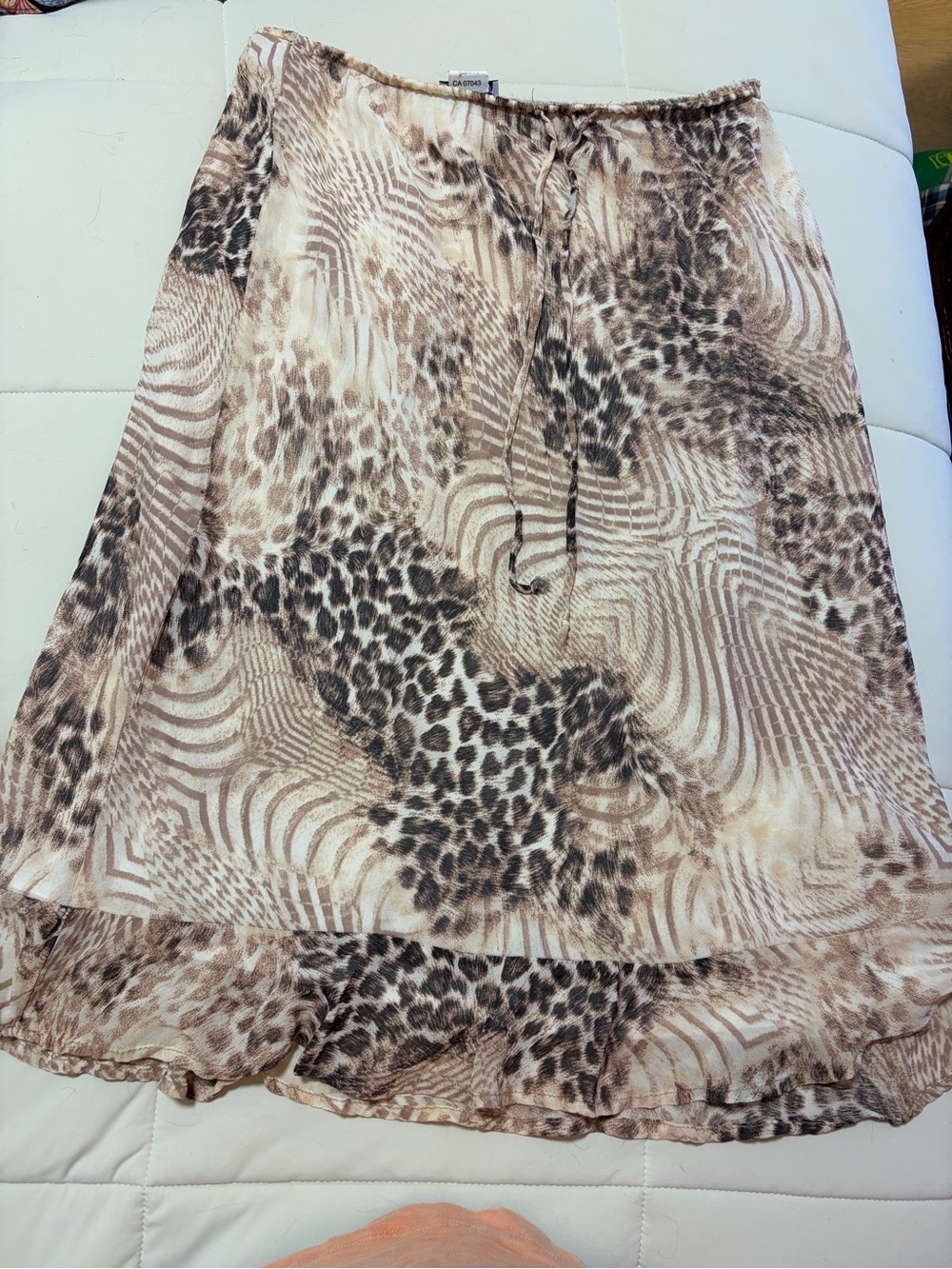 Y2K Lapis Beige and Brown Animal-Print A-Line Skirt